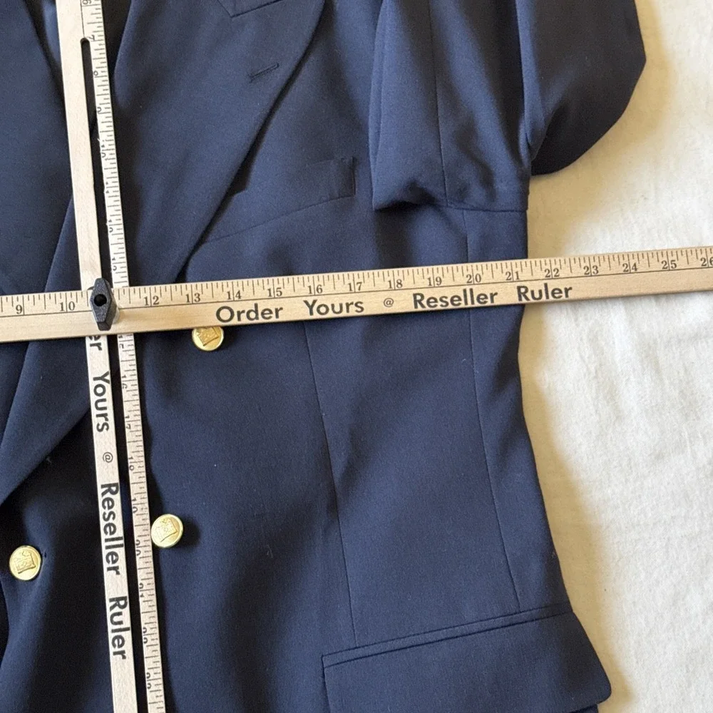 Brooks Brothers Double Breasted Blazer Mens 43R Navy Blue Gold Crest Buttons USA